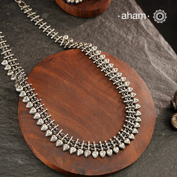 Handcrafted 92.5 sterling silver neckpiece. Wear this beautiful necklace with your Indian or Western wear, looks equally gorgeous.