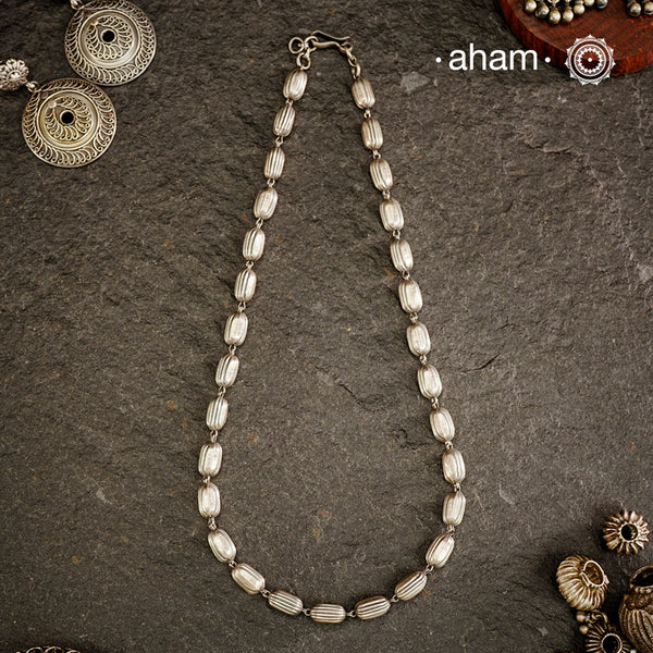 Handcrafted 92.5 sterling silver beaded chain. Wear this beautiful necklace with your Indian or Western wear, looks equally gorgeous.