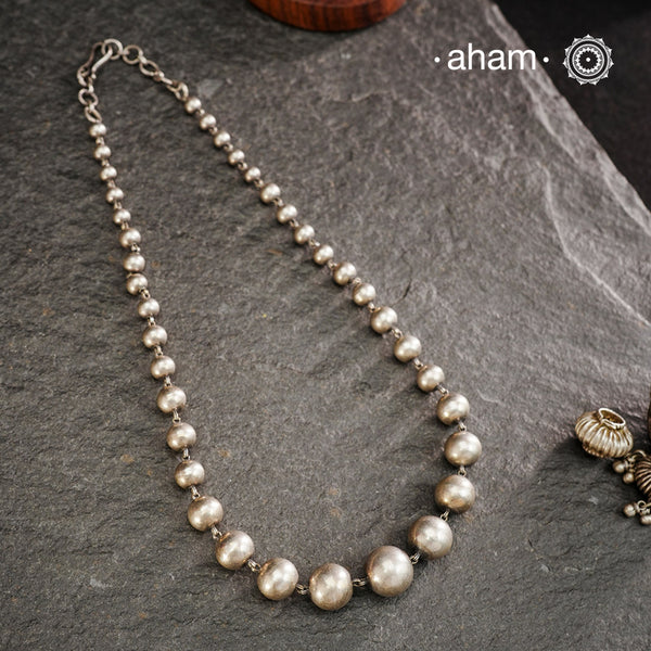 Handcrafted 92.5 sterling silver ball neckpiece. Wear this beautiful necklace with your Indian or Western wear, looks equally gorgeous.