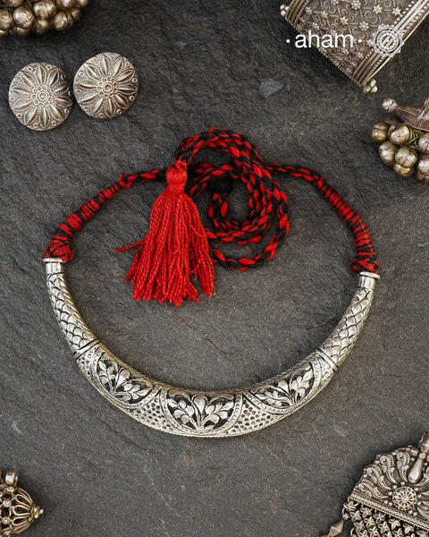 Floral Chitai Silver Hasli