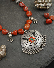 Red Jasper Tumble Bead Silver Neckpiece