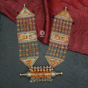 Tribal Silver Jaisalmeri Rani Har. These beautiful vintage pieces carry a slice of history with them.  They are made by skilled artisans and involve various hand technique such as soldering, hammering, casting, stamping, dapping and stone setting. 