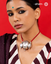 Traditional Shiva lingam neckpiece handcrafted in silver with an adjustable cotton thread.
