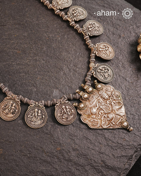 Vintage Tribal Ganesha Lakshmi Silver Neckpiece