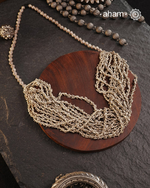 Odhisa Dhaan Sarson Mala Silver Neckpiece