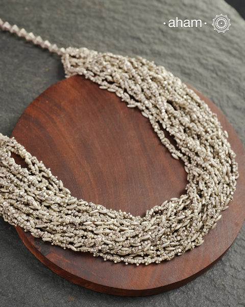 Odhisa Dhaan Sarson Mala Silver Neckpiece