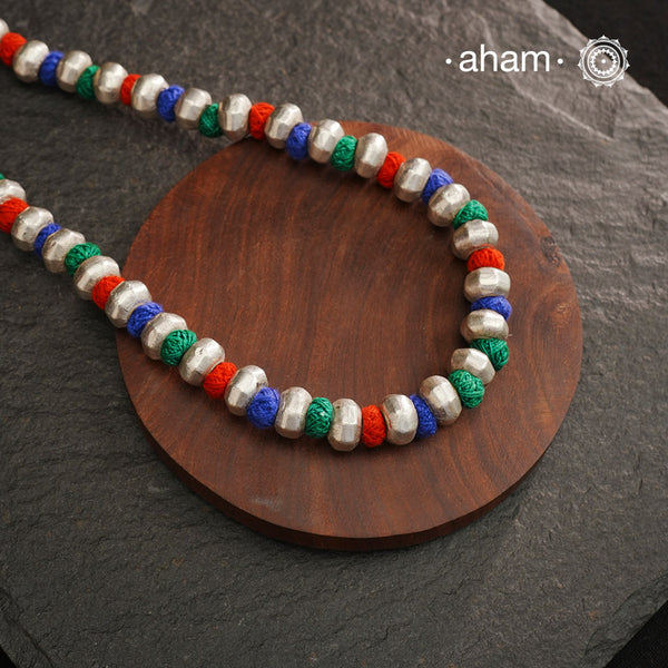 Single Line Dholki Silver Neckpiece