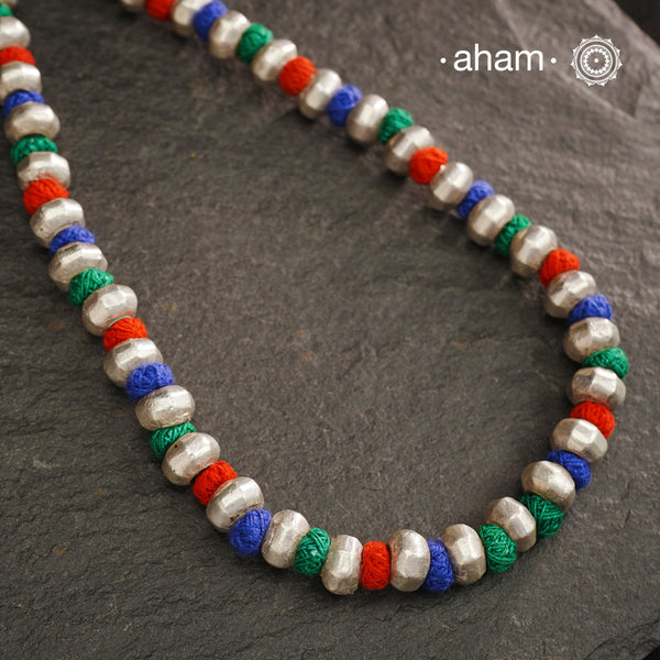 Single Line Dholki Silver Neckpiece