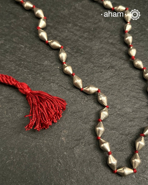 Single Maroon Thread Silver Dholki