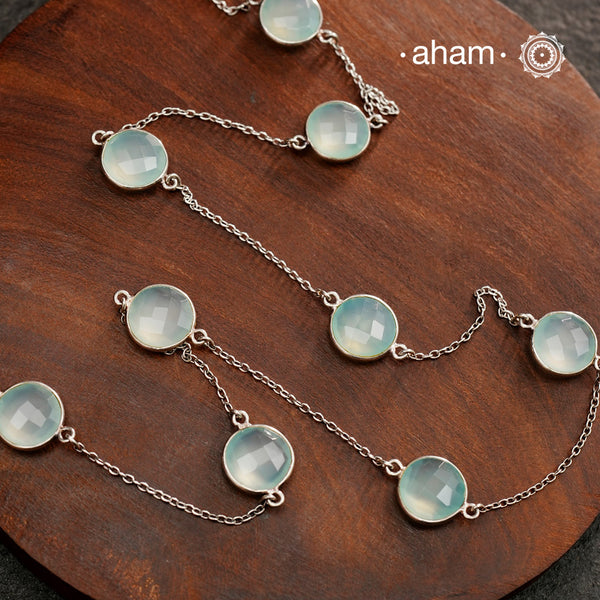 Neckpiece with Semi Precious Stones set in 92.5 silver. Works great with work wear or even your evening dress.