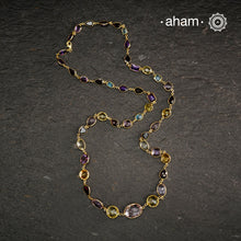 Silver Neckpiece with Semi Precious Stones set in 92.5 silver with gold polish.Works great with work wear or even your evening dress.