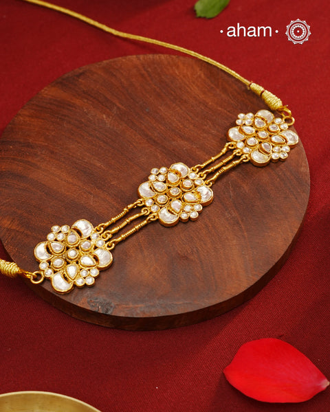 Kundan Gold Polish Silver Choker