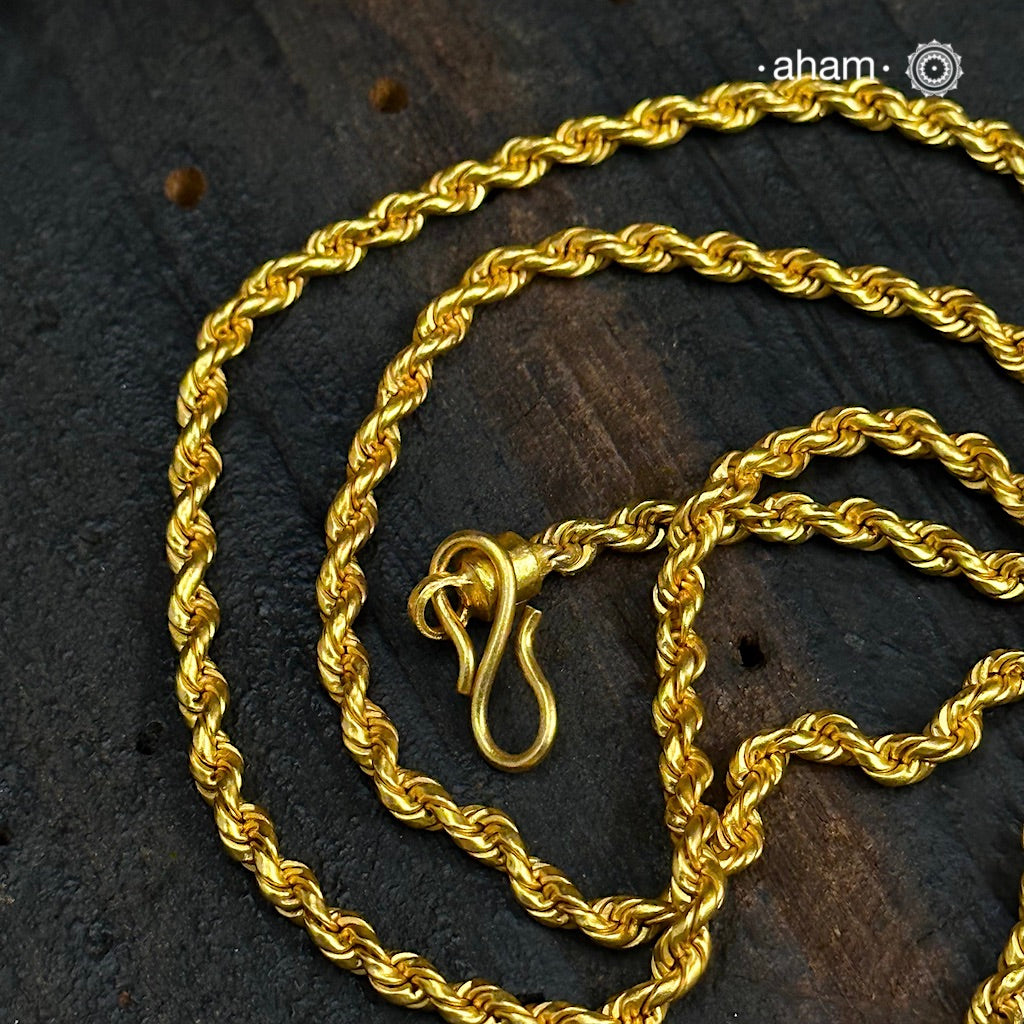 Rope Gold Polish Silver Chain 24 Inches mm