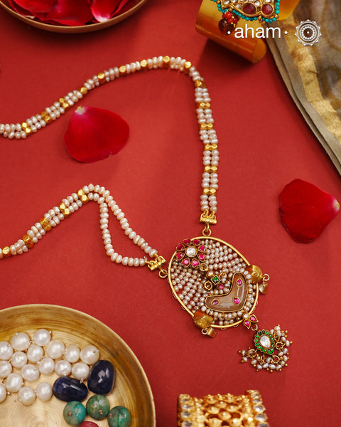 Kundan Gold Polish Silver Neckpiece