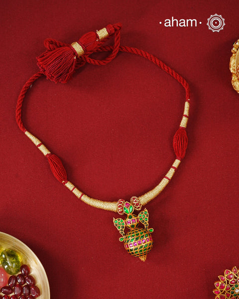 Kundan Gold Polish Silver Pendant