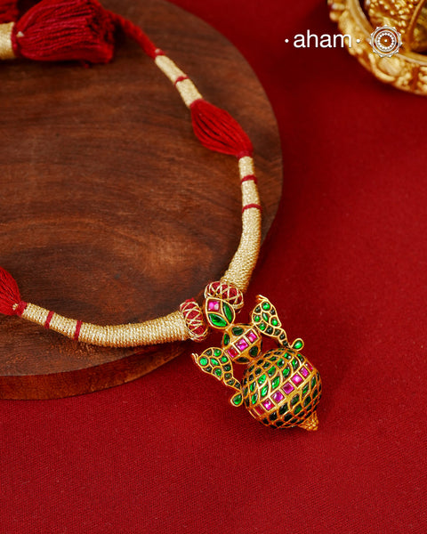 Kundan Gold Polish Silver Pendant