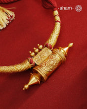 Classic gold polish amulet neckpiece. Handcrafted using traditional techniques in 92.5 sterling silver and dipped in fine gold. Perfect for intimate weddings and upcoming festive celebrations.
