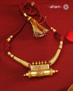 Classic gold polish amulet neckpiece. Handcrafted using traditional techniques in 92.5 sterling silver and dipped in fine gold. Perfect for intimate weddings and upcoming festive celebrations.