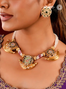 Shreenathji Gold Polish Silver Neckpiece