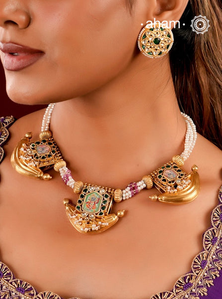 Shreenathji Gold Polish Silver Neckpiece