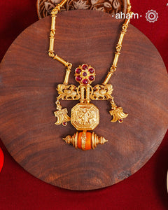 Temple Work Gold Polish Silver Neckpiece