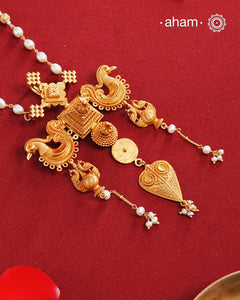 Temple Work Gold Polish Silver Neckpiece