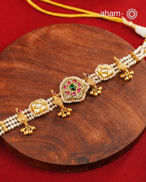 Kundan Gold Polish Silver Choker