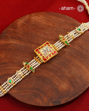 Hand Painted Shrinathji Gold Polish Silver Choker