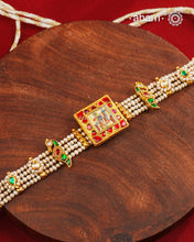 Hand Painted Shrinathji Gold Polish Silver Choker