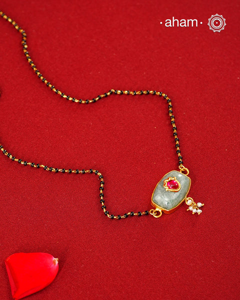 Minimal, elegant, and thoughtfully detailed, this gold-polished silver mangalsutra is designed for the contemporary woman.