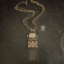 Long silver neckpiece made by putting together some unique tribal silver pieces. 
Looks great when paired with workwear kurtas, saris or even a shirt. 
