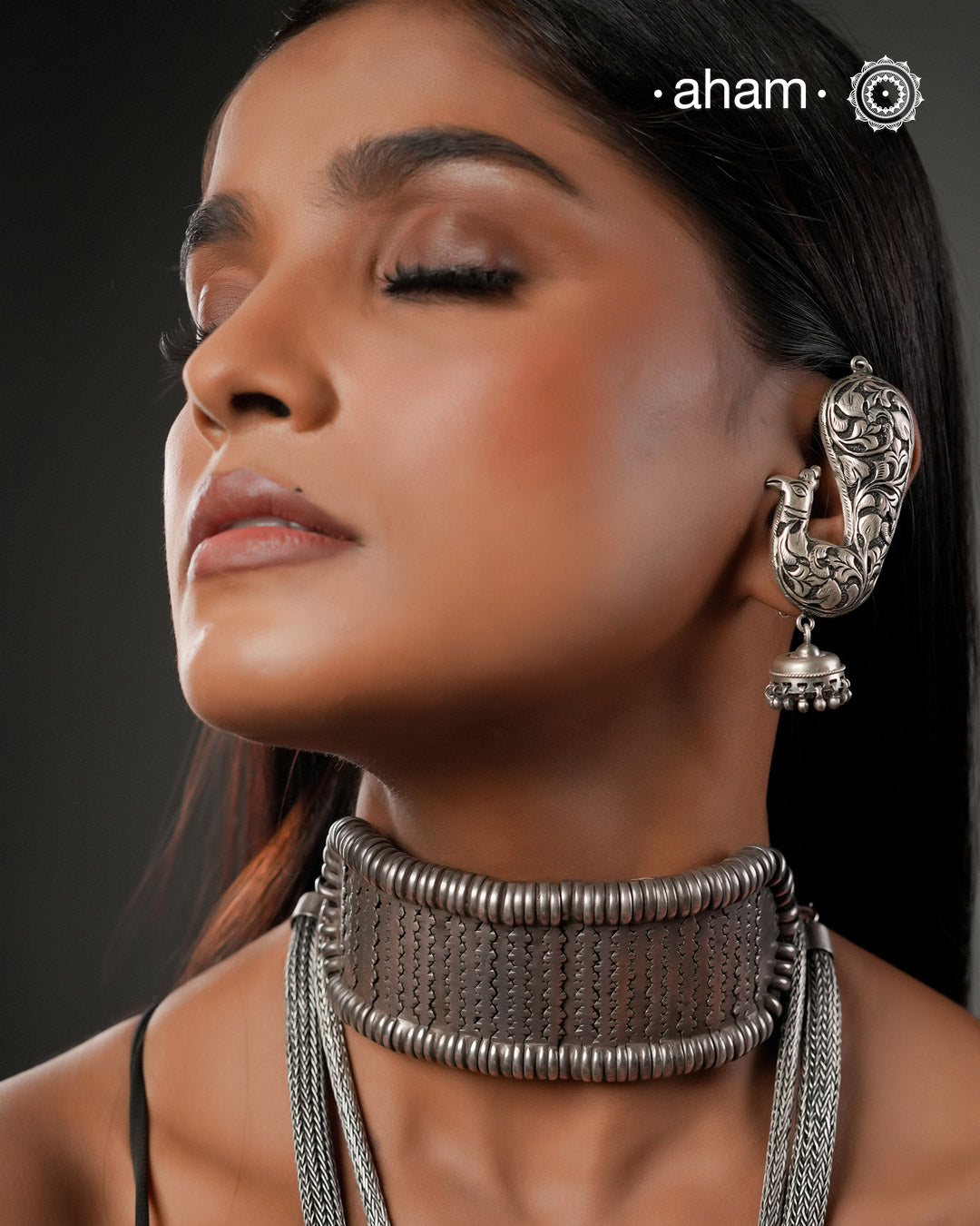 Tribal silver armlet converted into a beautiful choker. Simple yet stunning piece. 