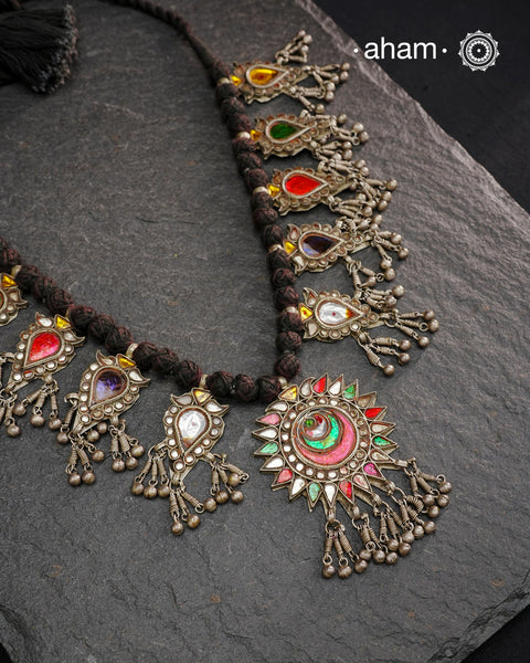 Tribal Glass Silver Neckpiece
