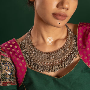 Neckpiece fit for a Maharani.  Gorgeous silver Hasli with wire work. We are in Love with this vintage tribal piece.  