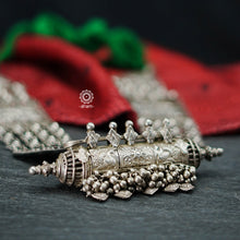 Tribal Silver Jaisalmeri Rani Har. These beautiful vintage pieces carry a slice of history with them.  They are made by skilled artisans and involve various hand technique such as soldering, hammering, casting, stamping, dapping and stone setting. 