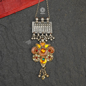 Long silver neckpiece made by putting together some unique tribal silver pieces.  Looks great when paired with workwear kurtas, saris or even a shirt. 