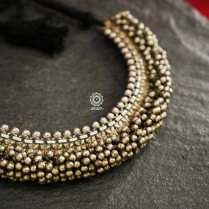 Vintage Silver Payal Neckpiece with some stunning ghungroos. 
A statement piece it is. The payal is flexible and sits on any neck size perfectly. 
