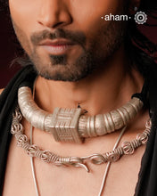 Handcrafted tribal silver Hasli with adjustable cotton thread. Crafted by skilled artisans from Kutch