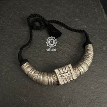 Handcrafted tribal silver Hasli with adjustable cotton thread.
Crafted by skilled artisans from Kutch