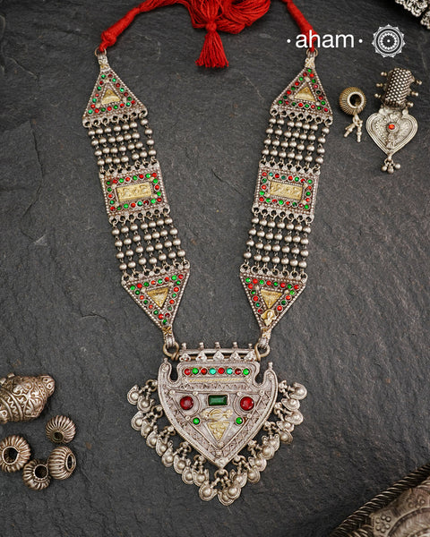 Tribal Silver Jaisalmeri Rani Har.
These beautiful vintage pieces carry a slice of history with them. 
They are made by skilled artisans and involve various hand technique such as soldering, hammering, casting, stamping, dapping and stone setting.