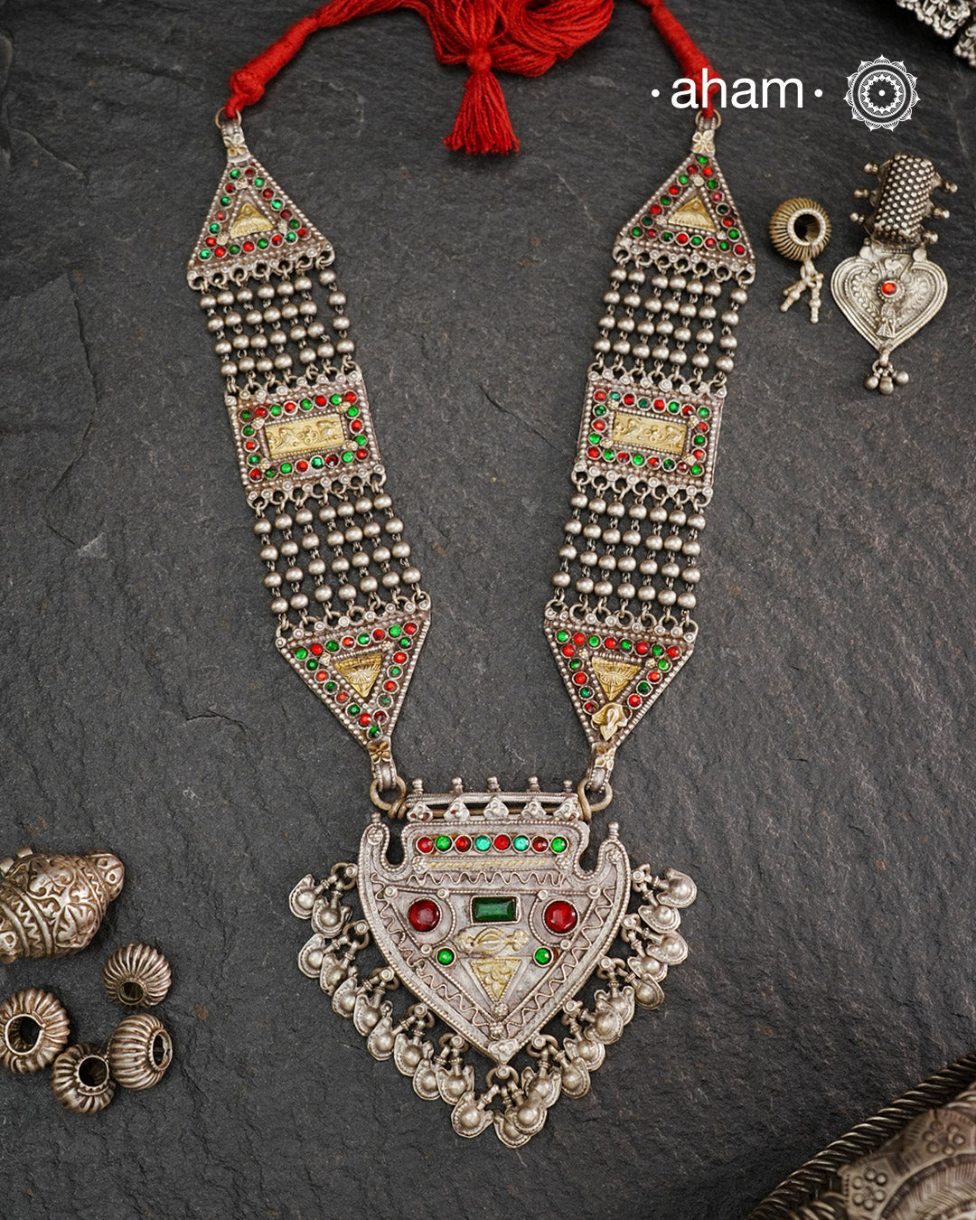Tribal Silver Jaisalmeri Rani Har.
These beautiful vintage pieces carry a slice of history with them. 
They are made by skilled artisans and involve various hand technique such as soldering, hammering, casting, stamping, dapping and stone setting.