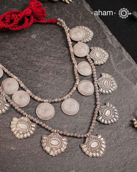 Tribal Two Line Silver Neckpiece