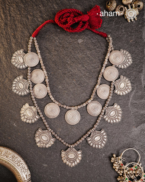 Tribal Two Line Silver Neckpiece