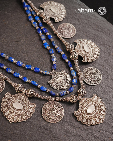 Peacock Three Line Silver Neckpiece