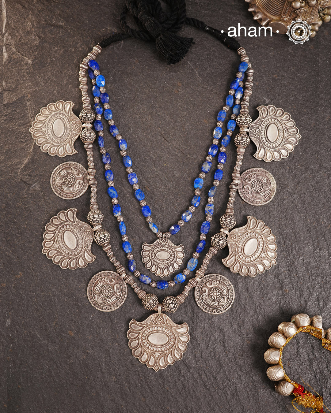 Peacock Three Line Silver Neckpiece