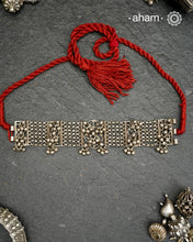 Originally a classic bracelet design converted into a choker.Beautiful ghungroos that add rhythm. Crafted in silver.Pair it with your shirt or ethnic wear. looks great.