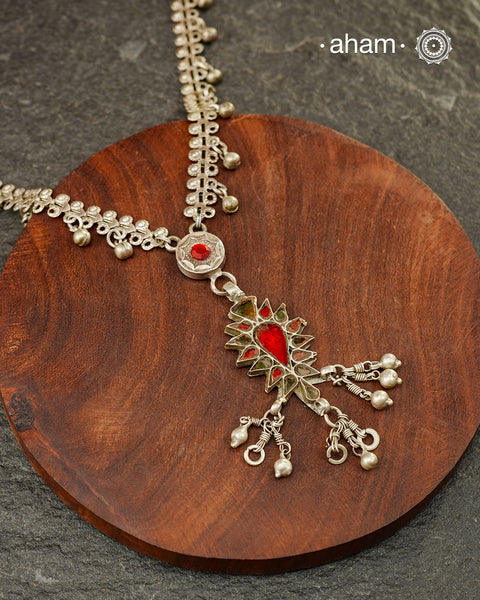 Handcrafted 92.5 sterling silver neckpiece. Wear this beautiful necklace with your Indian or Western wear, looks equally gorgeous.