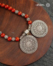 Kashmiri Rosette Red Jasper Silver Neckpiece