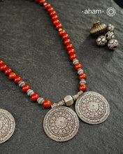 Kashmiri Rosette Red Jasper Silver Neckpiece