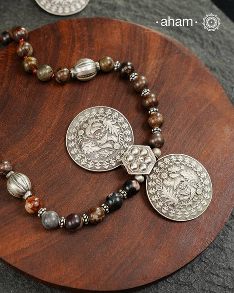 Kashmiri Songbird Rhodonite Silver Neckpiece